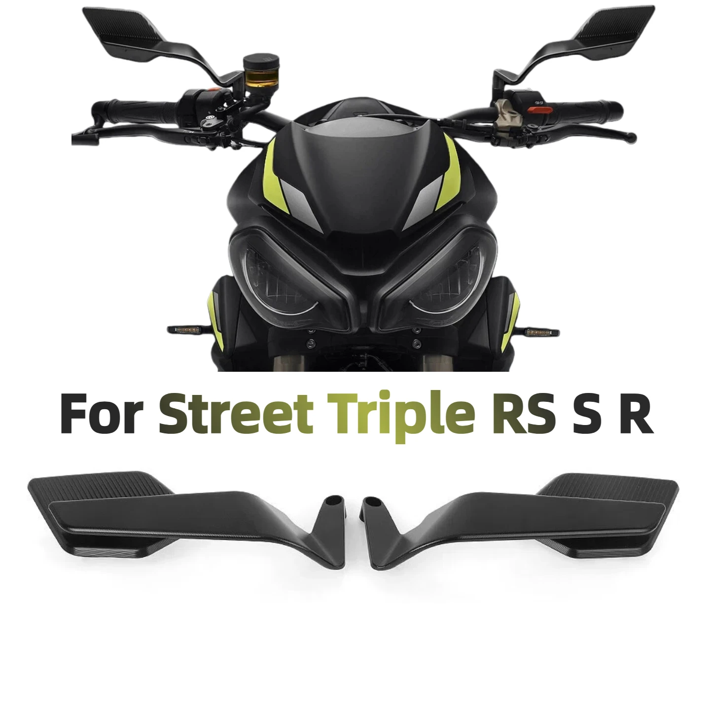 

For Triumph Street Triple 765 R RS S (765R), Stealth Max Motorcycle Mirrors Kit, Adjustable & Rotatable Side View Mirrors