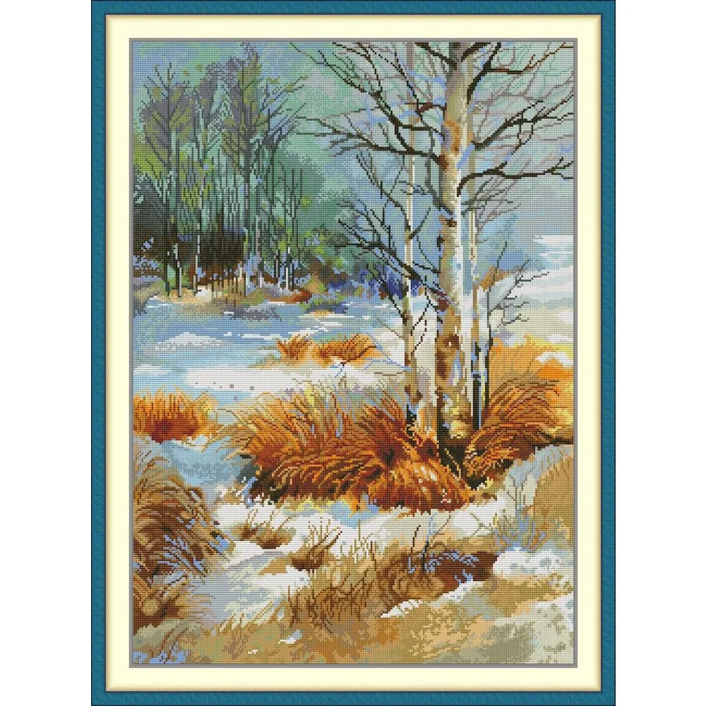 

Joy Sunday New Pre-printed Cross Stitch Kit Easy Pattern Aida Stamped Fabric Embroidery Set-The Red-Autumn 4