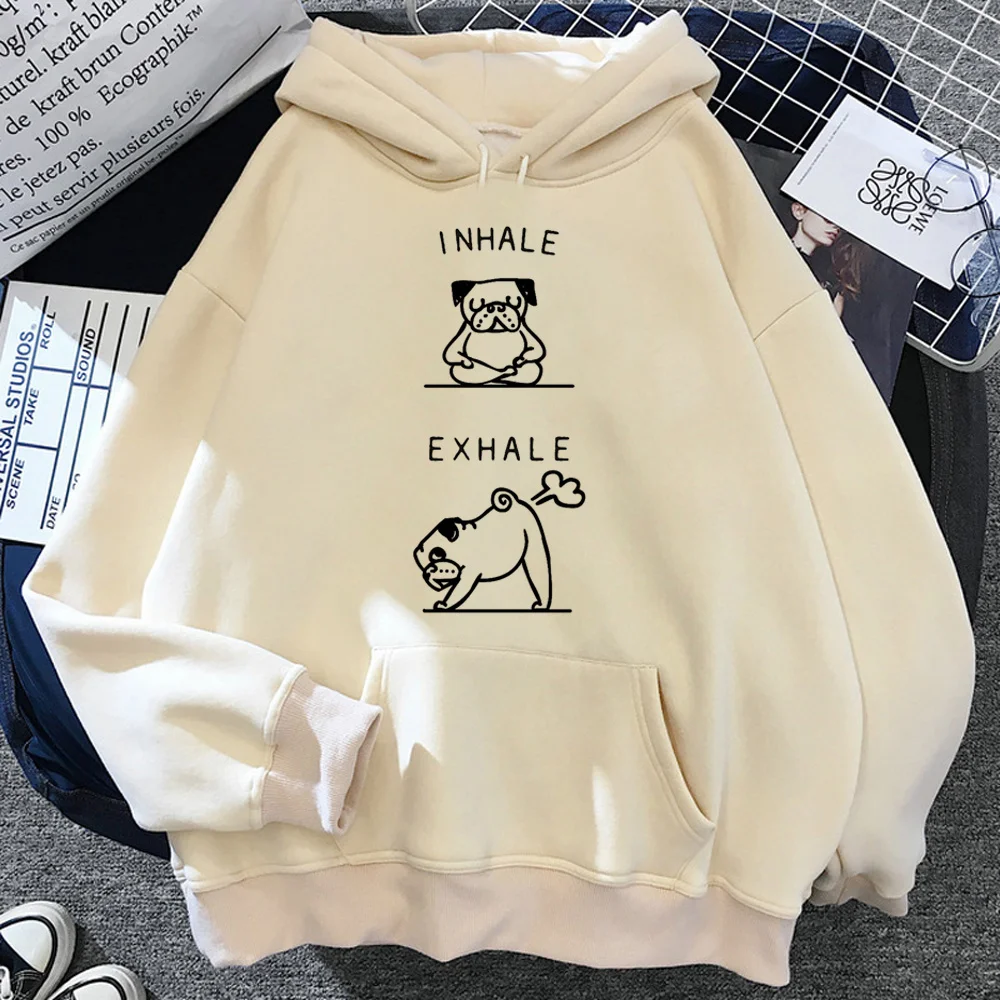 Pug hoodies women graphic anime y2k aesthetic Fleece Hood sweatshirts female graphic sweatshirts