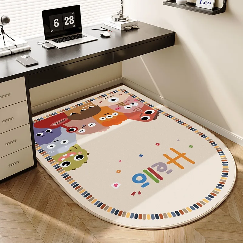 

Cute Cartoon Bedroom Desk Chair Carpet Study Room Study Table Computer Chair Rug Dirt-resistant Non-slip Bedside Table Mat IG