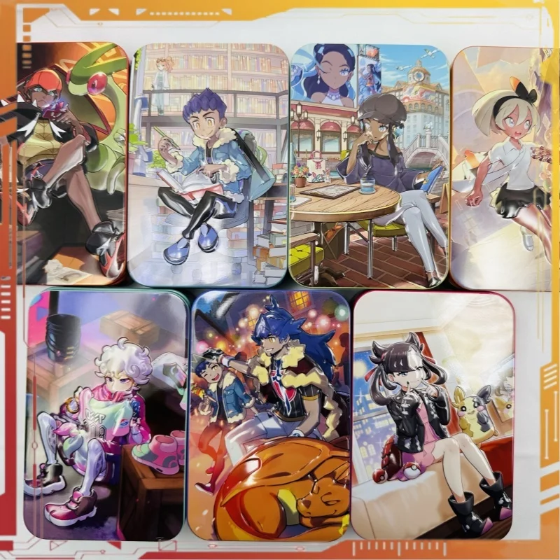 

Genuine PTCG Card Trainer Collection Gift Boxes Marnie Bea Leon Bede Nessa Raihan Hop Card Sleeve Iron Storage Boxes Cards Gift