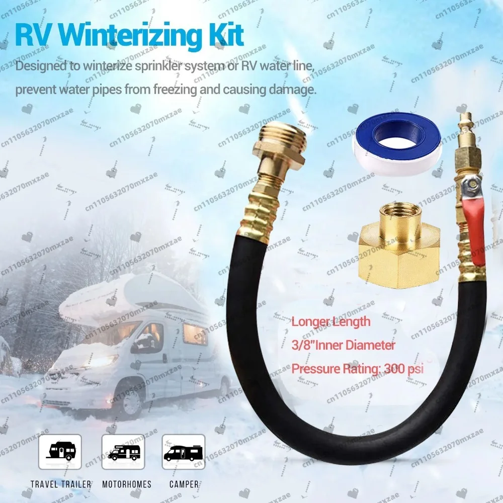 

Universal Winterizing Blowout Kit for RV and Boat, 17 Inch Hose with Shut Off Valve for Camper & Garden Hose System