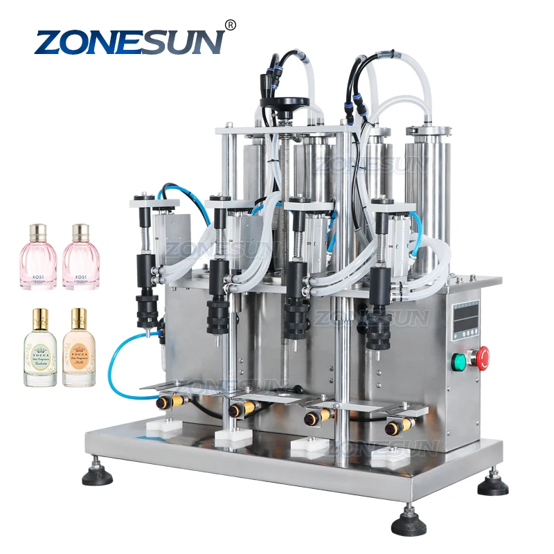 ZONESUN ZS-YTZL500 Desktop 4 Nozzles Small Dropper Eau De Cologne Mosquito Beverage Perfume Liquid Vacuum Filling Machine