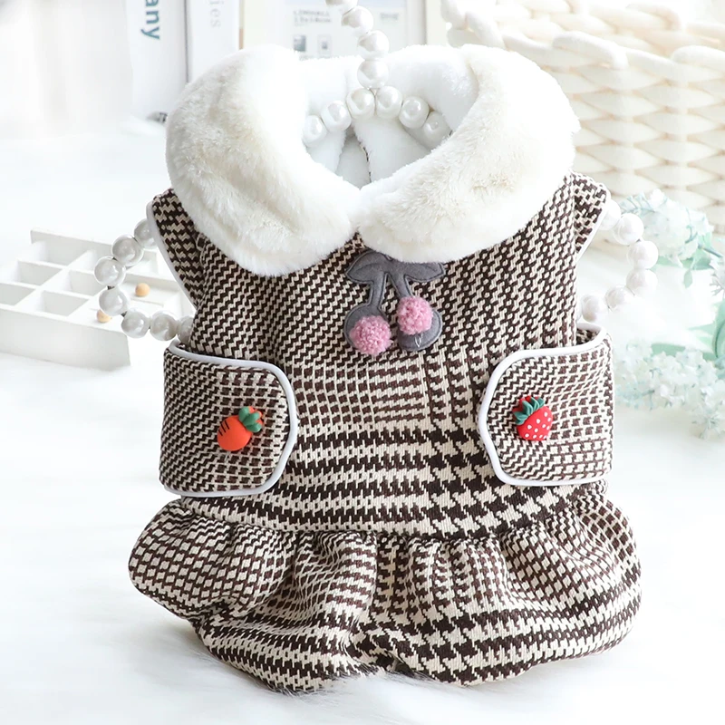 

Puppy Clothes Girl Winter Dog Dress Warm Pet Clothing Poodle Skirt Cat Schnauzer Yorkie Dachshund Bichon Shih Tzu Coat Costume