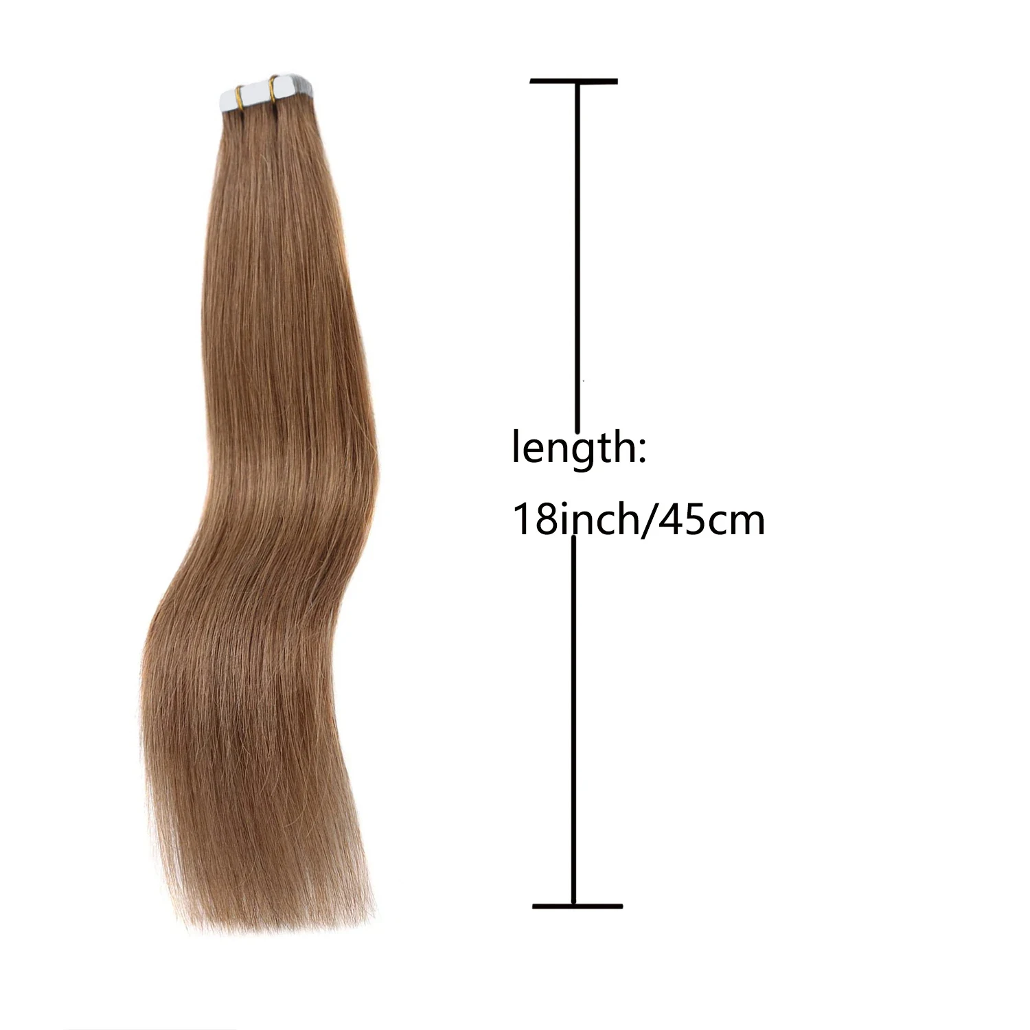 Extensiones de cabello humano liso para mujer, cinta de trama de piel sin costuras, Color marrón claro n. ° 6, 40G por paquete