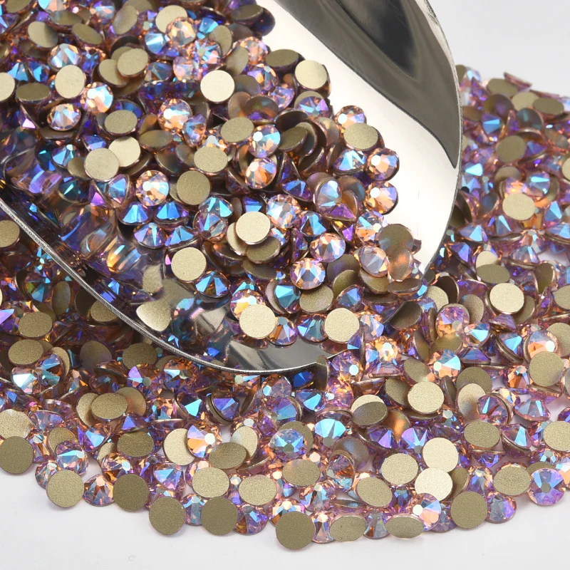 BOBOHOO 2088 AB Glas-Strasssteine, Nicht-Heißfix, Kristall-Flachsteine, 8 Große, 8 Kleine, 16-Schliff, für Nagelkunst und Kleidung – Detail 1