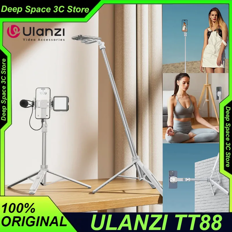 Ulanzi TT88 Overhead Selfie Stick Wireless Magsafe Overhead Tripod Phone Clip Phone Bracket for iPhone 16 15 14 13 Android