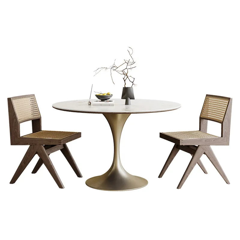 

Round dining table modern simple household small apartment round table retro style restaurant dining table