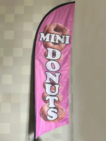 Mini Donuts Premium Rüzgarsız Tüy Bayrağı Swooper Plaj Banner açık Promosyon Sadece İş Reklamcılığı Bayrağı için