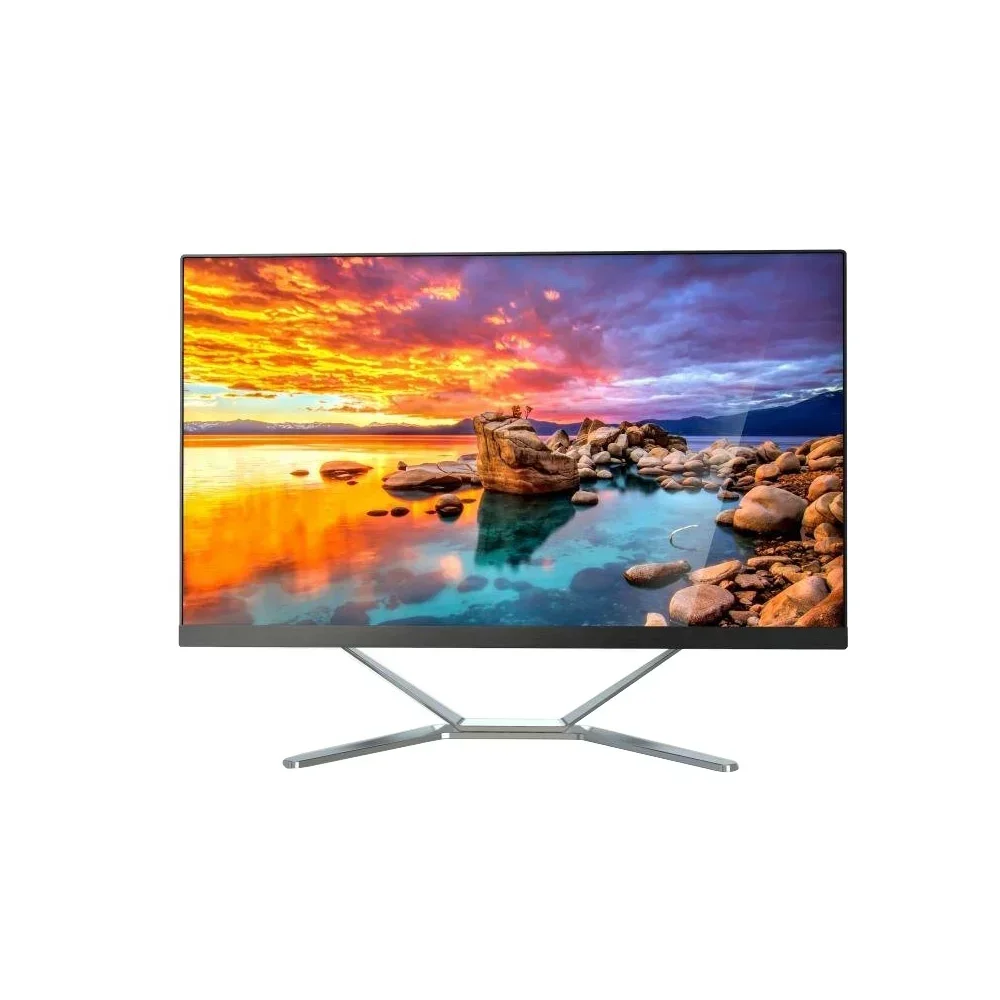 Small tower computer with 24-inch monitor desktop