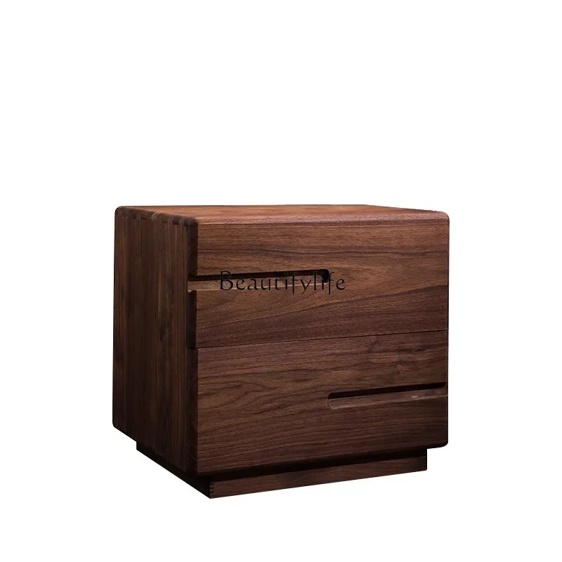 

North American black walnut solid wood bedside table modern Nordic storage cabinet