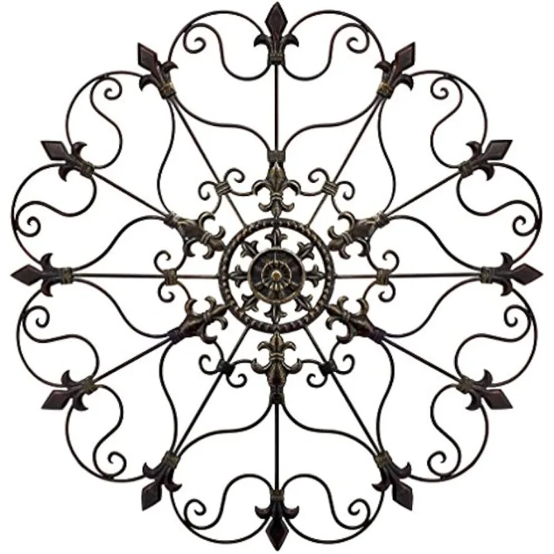 

Metal Solid Mounted Medallion Hand-painted Wall Decor 30"x30", Large Metal Home Wall Art for Indoor and Outdoor Settings, Vintag