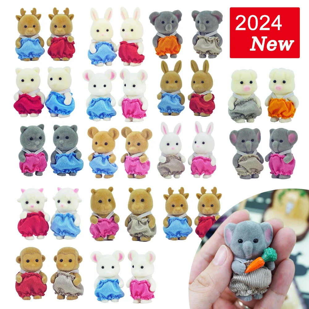 Easter Bunny Simulation Forest Animal Baby Toys Rabbit Family Dolls Dollhouse Figures Collectible Toy  4.5cm Furniture Set Gift