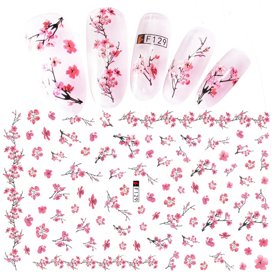 10 PCs Nail Sticker Set Summer Water Decal Nail Art Ink Flowers Leaves Graffiti Slider for Nail Decoration Foils Tattoo image 2
