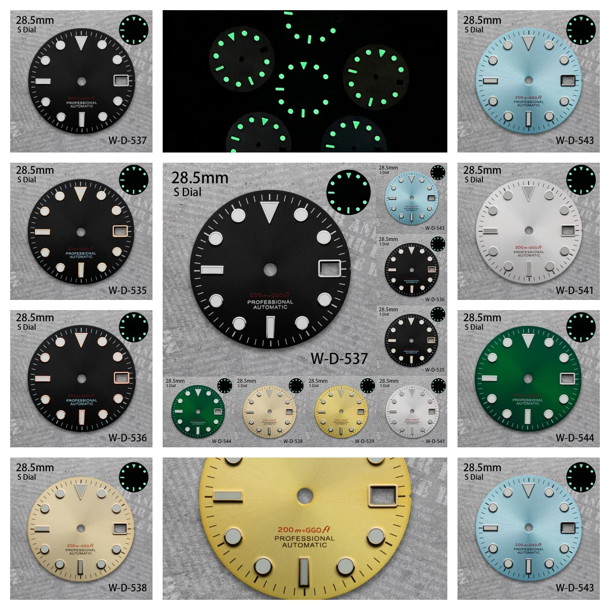 

28.5 mm S Logo SUB Sunburst Dial Suitable For NH35 Japan Movement Green Luminous Quality Watch Modification Accessories
