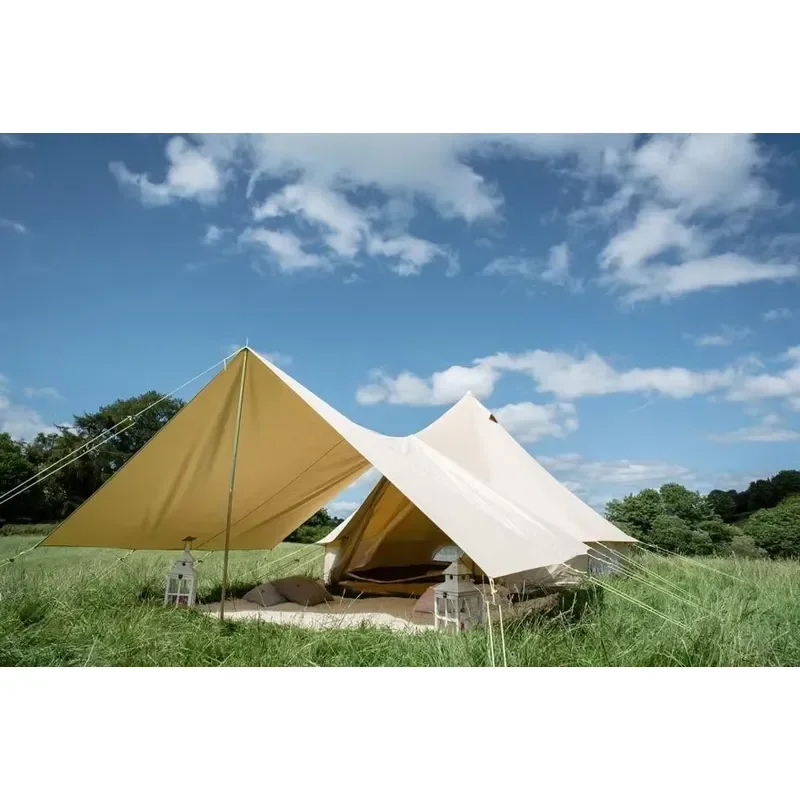 Outdoor Glamping Canvas Tent With Stove Jack Customized Waterproof Yurt Safari Tipi Indian Tent for Party