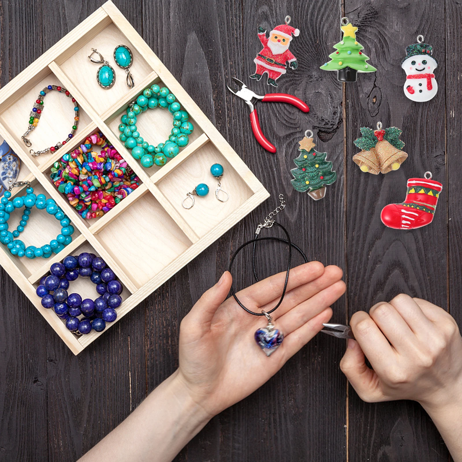 

24Pcs Resin Pendants Christmas Style Pendant Charms DIY Jewelry Making Supplies Festival Party Decoration Gift Idea