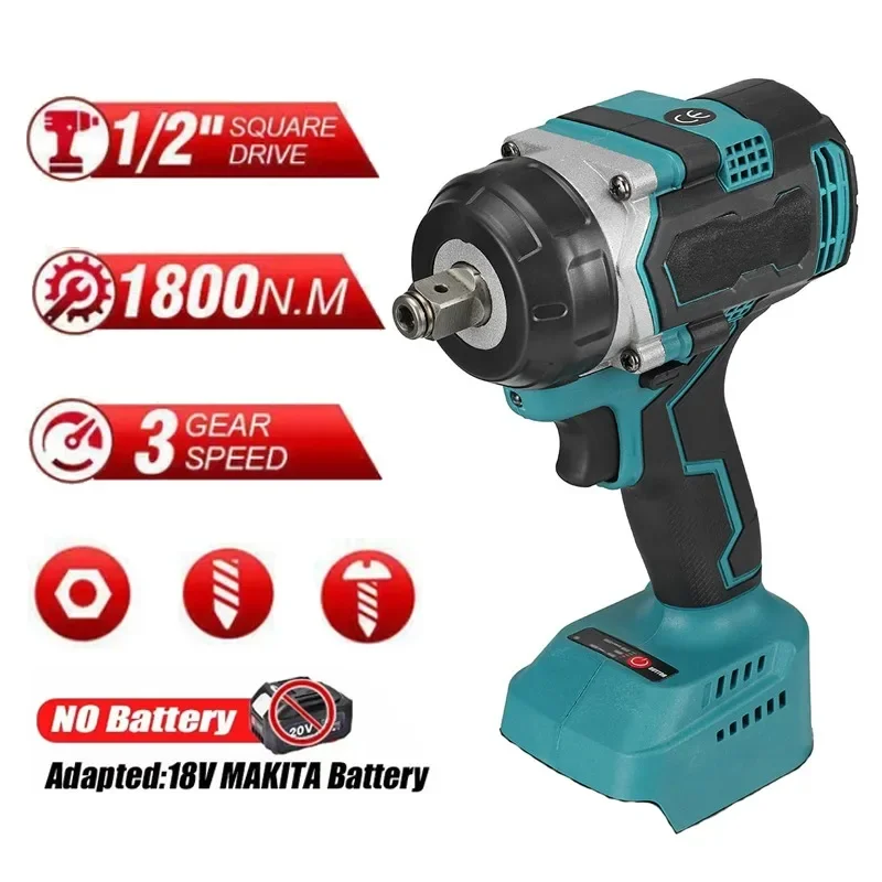 1800N.m High Torque Brushless Cordless Electric Impact Wrench Screwdriver 1/2\