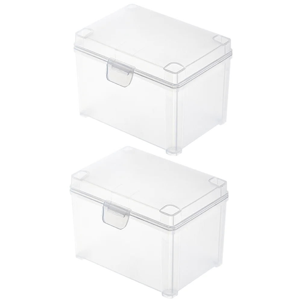 

2 Pcs Desktop Small Boxes Plastic Card Holder for Storage Clip Mini Cases Binder Clips