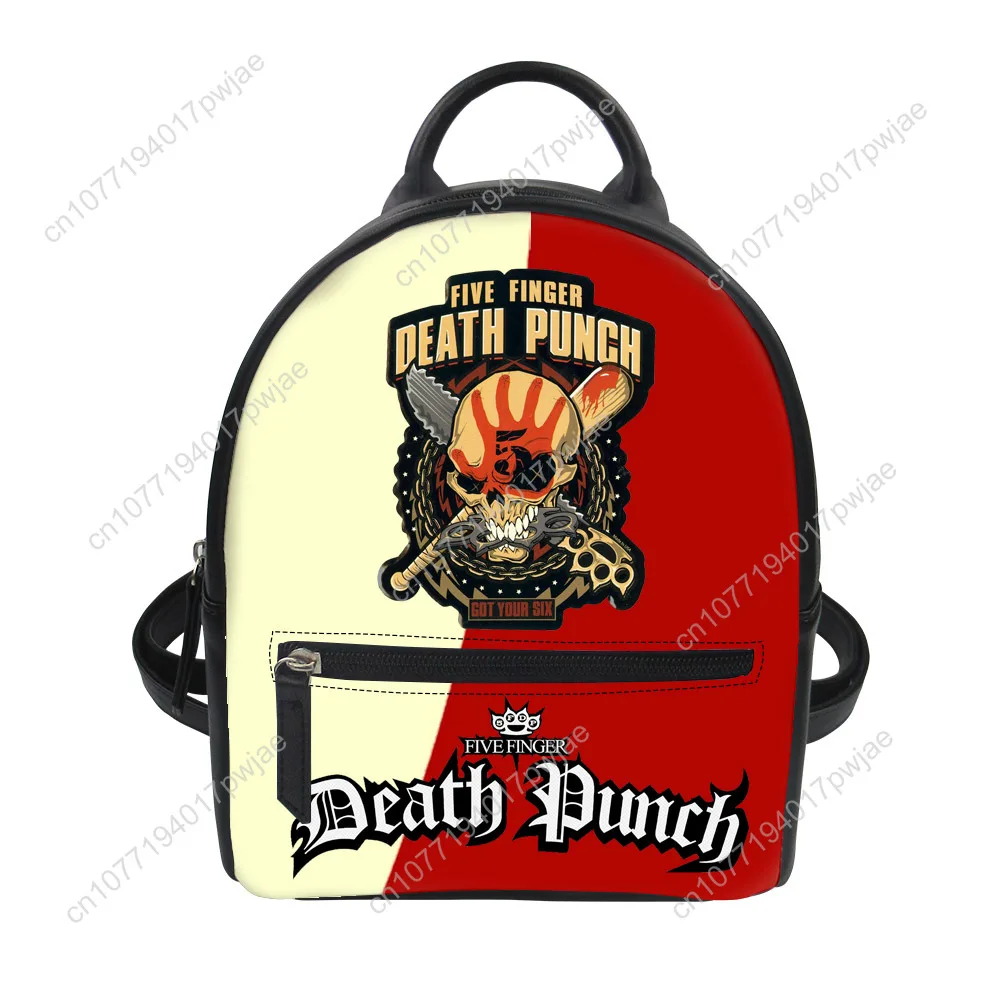 Five Finger Death Punch Band Custom Mini Small Backpack Purse Carter Schoolbag Double Shoulder Bag Mini Small Leather Travel Bag