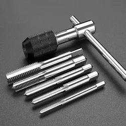 Chave de torneira em forma de t de 3-6mm, 5 peças, torneira manual M3-M8, chave de fenda de rosqueamento, conjunto de ferramentas manuais