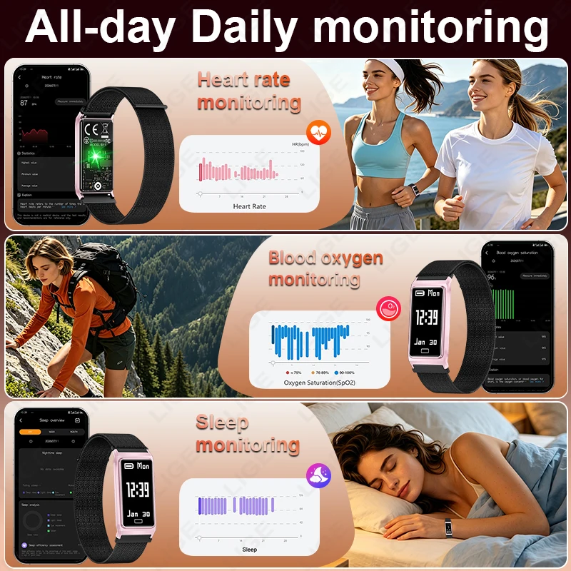 LIGE New 21g Ultra-light Smart Watch Women Men Health Monitoring Sports Fitness Bluetooth Call 4.9mm Ultra-slim Men Smart Watch