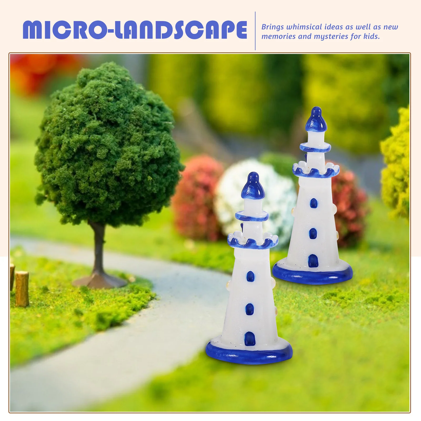 Small Mini Lighthouse Terrarium Micro-landscape Decor Accessories Decorations Blue Toy