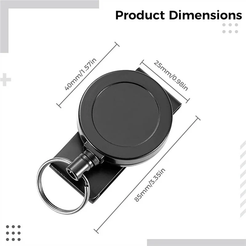 ABFN-Heavy Duty Retractable Keychain With Belt Clip, 360° Retractable Keychain Heavy Duty With Wire Rope And Key Ring 2Pack