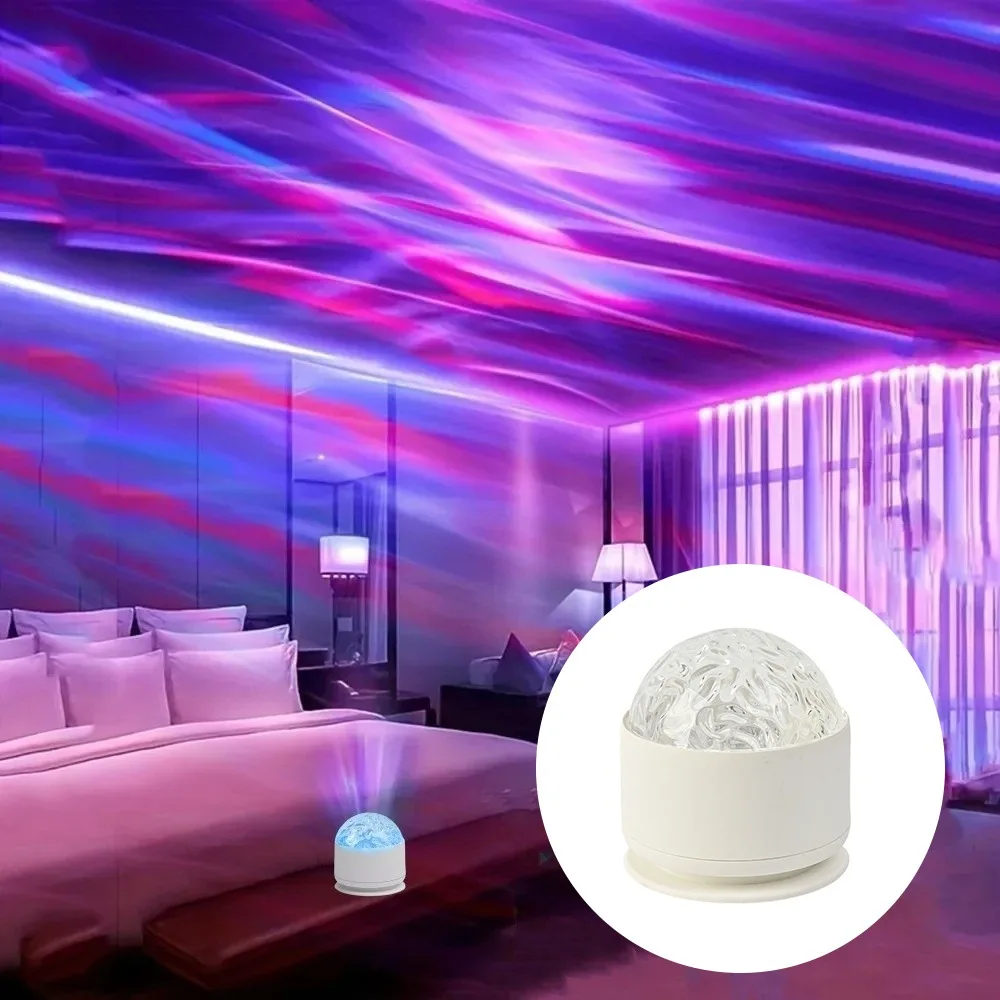 LED Light Starlight Projector Colorful Light Water Ripple Effect Starry Sky Projector Iridescent Light USB Powered