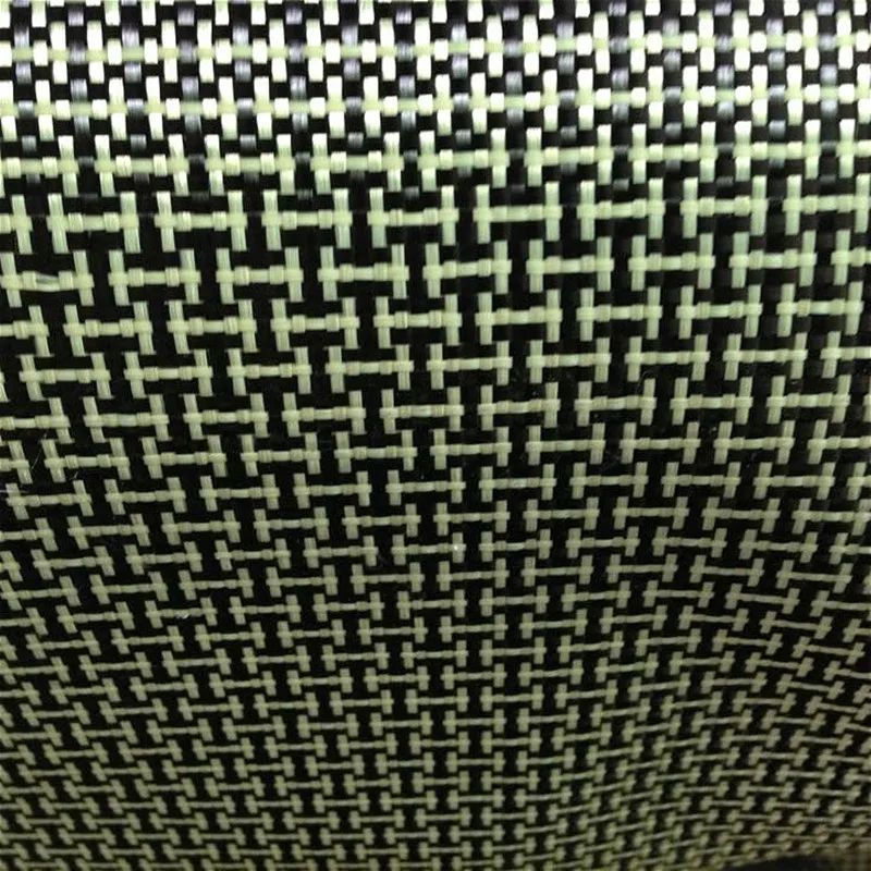 1100D / 3K 200gsm Yellow Kevlar & Carbon fiber mixed Fabric Plain Hybrid Carbon Kevlar Cloth 12\