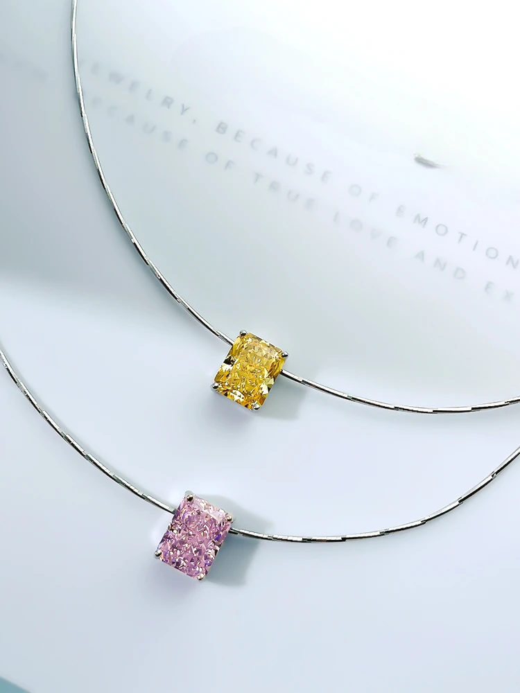 Versatile 925 Silver Collar Chain Necklace Pendant Korean Edition Imported High Carbon Diamond Engagement Jewelry for Women