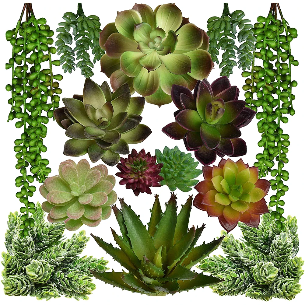 

14 Pcs Artificial Succulents Lightweight Decorative Gifts Kids Mini Garden Plant Wall Faux Greenery Indoor Props