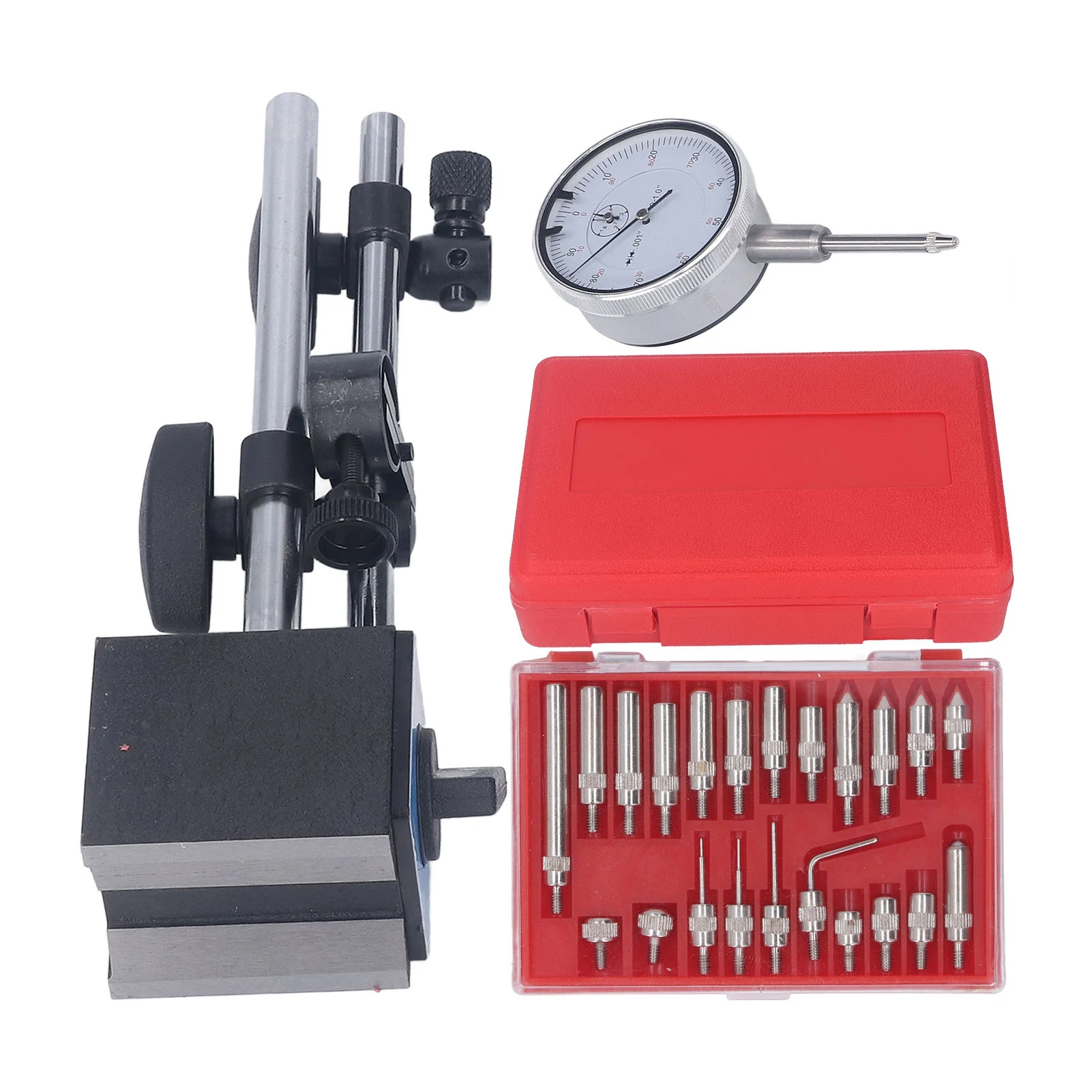 

Dial Indicator with Magnetic Base Holder Fine 0-1inch Professional Adjustable Point Accuracy Inspection Set