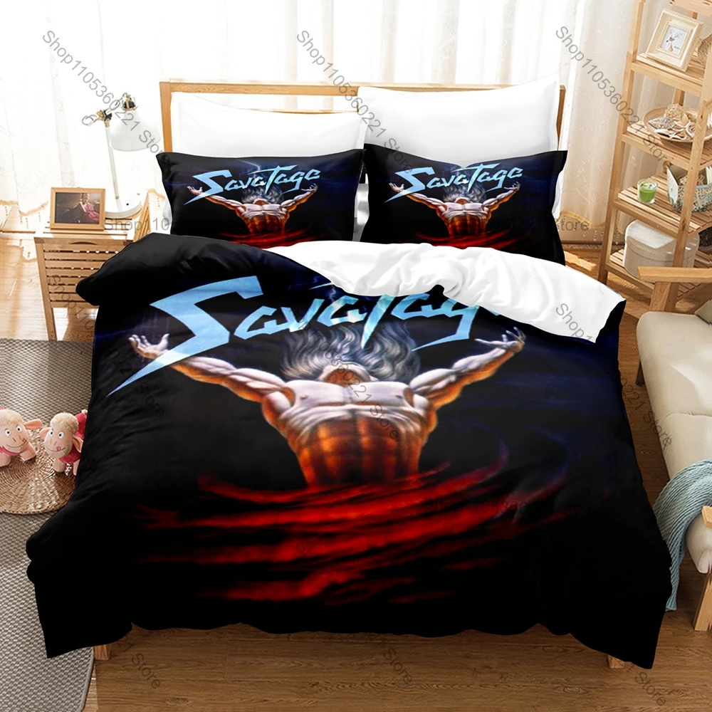 Cool Legendary Metal Band 3PCS Bed Set Savatage Vivid Album Art Print Cozy All Season Bedding Rock Music Duvet Cover 2 Pillowcas