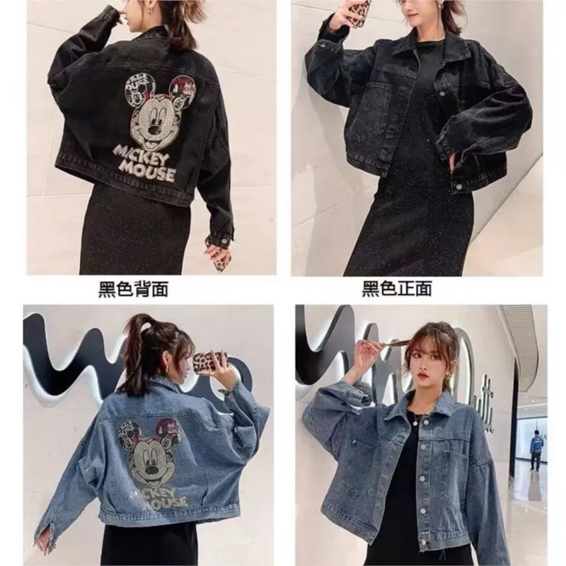 New outerwear Female Top Fashion Jackets Autumn Cotton Loose Casual Cartoon Mickey Print Women\'s Denim Jacket popular