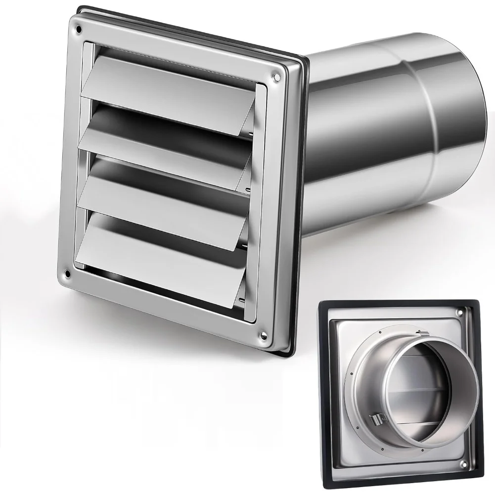 Heavy Duty Stainless Steel Vent Cover with Louvered Design for Outdoor Use and Protection Against Weather and Rodents