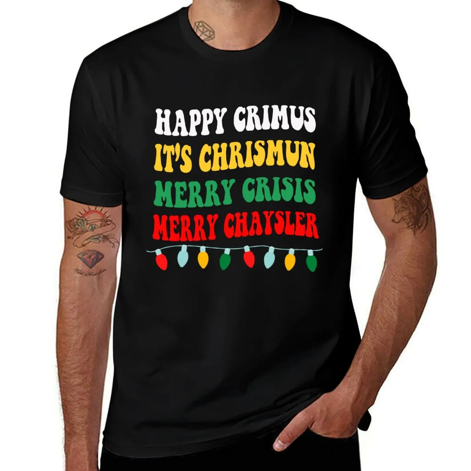 

happy crimus it's chrismun merry crisis merry chrysler T-Shirt Louboutins funny gifts t shirts for men cotton