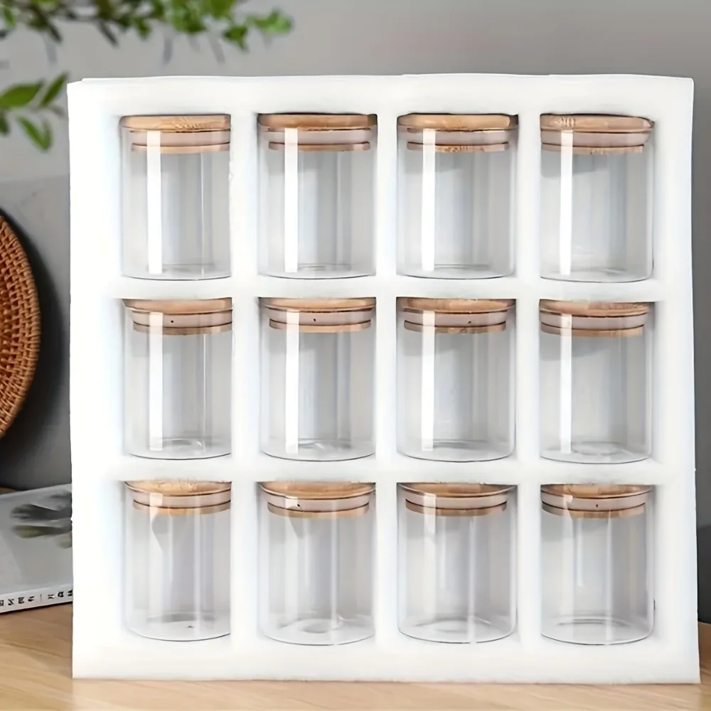 12pcs/set Large Capacity Glass Storage Jars with Lids Portable Containers for Tea, Coffee, Sugar, Spices, Cookies Kitchen Tools