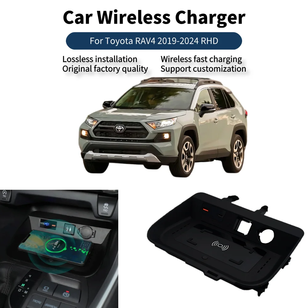 MOCENDO Car wireless charger for Toyota RAV4 2019-2024 15W fast phone charger charging holder charging pad panel charging holder