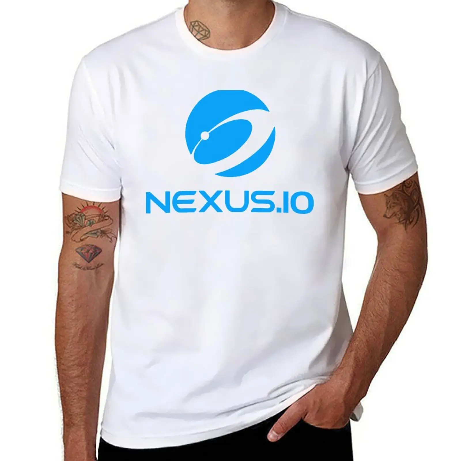 Nexus.io الرسمية غلوب الأزرق تي شيرت تي شيرت رجل مصمم القطن تي شيرت رجل 100% تي شيرت
