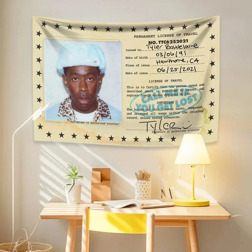 JIT Tyler The Creator رخصة السفر نسيج الهيب هوب تحت عنوان جدار ديكور قسط دائم غرفة نوم المنزل استوديو محبوب للمروحة الفريدة