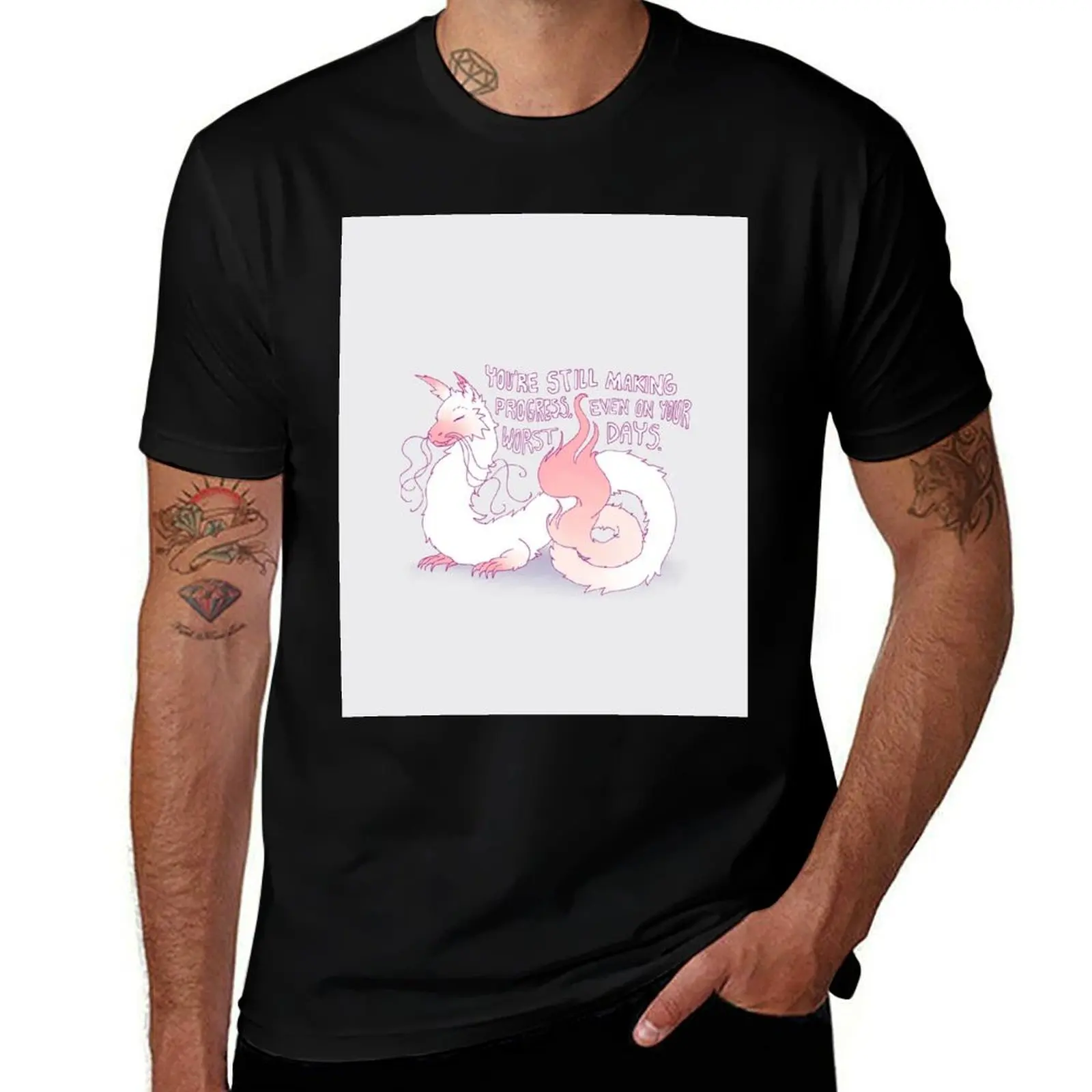 T-shirt Fluff Dragon « Vous faites toujours des progrès » – Haut décontracté grande taille pour l'extérieur