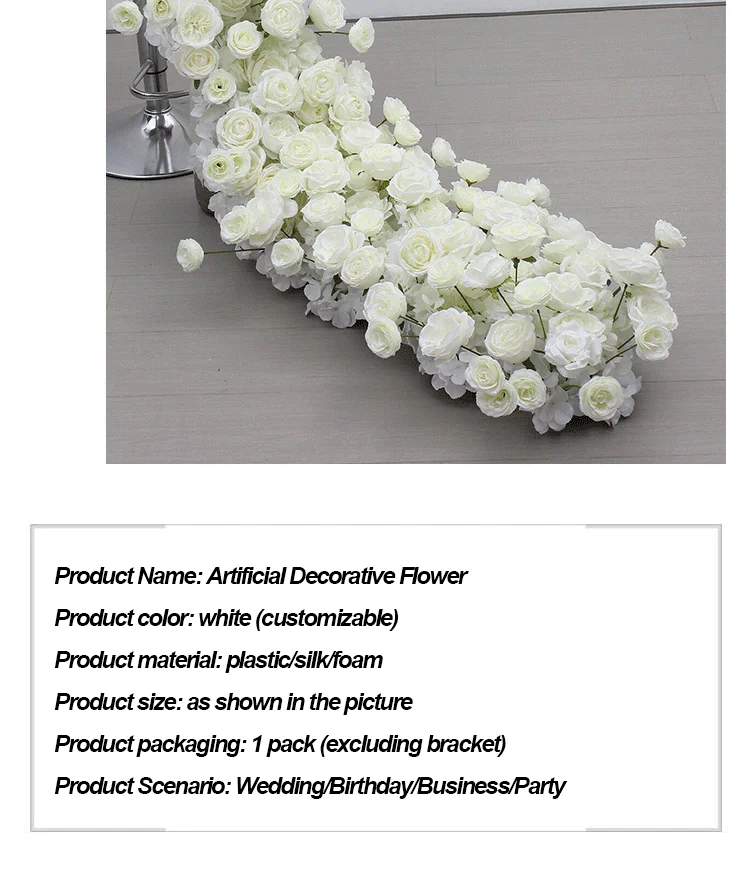 Weiße Serie Luxuriöse Künstliche Hortensien-Rosen-Blumenreihe Dekoration Hochzeitshintergrund Boden-Blumenarrangement Event-Requisiten – Detail 3