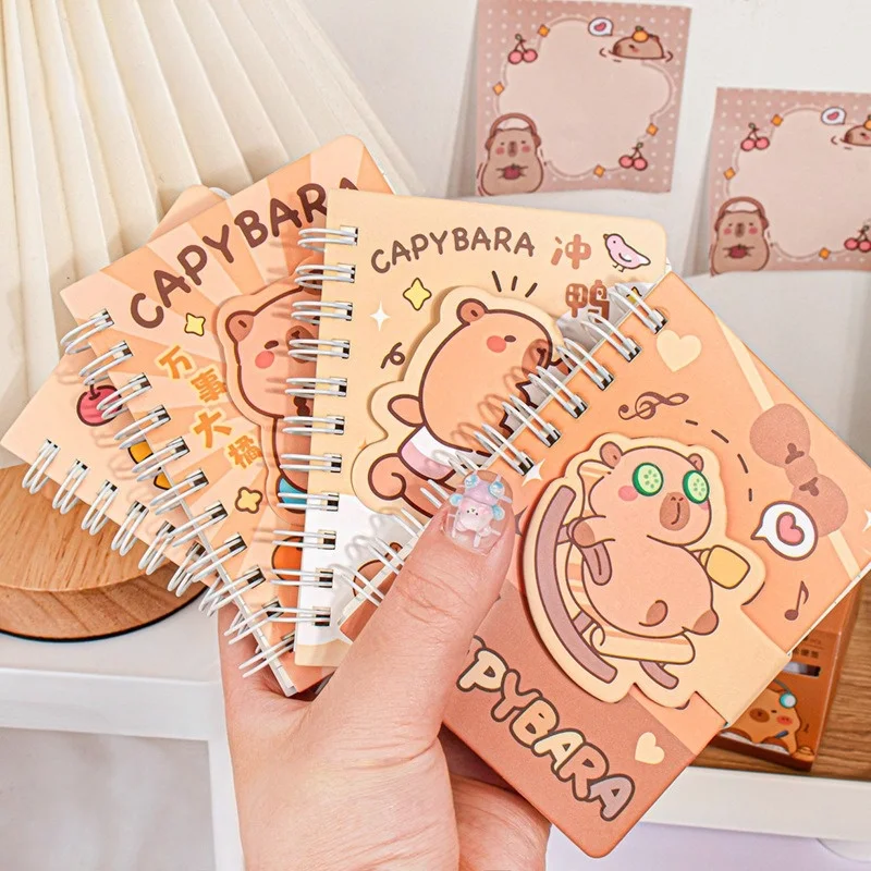 Mini Capybara Spiral Coil Notebook for Students,A7 Portable Pocket Journal & School Prize, Cute & Compact Stationery