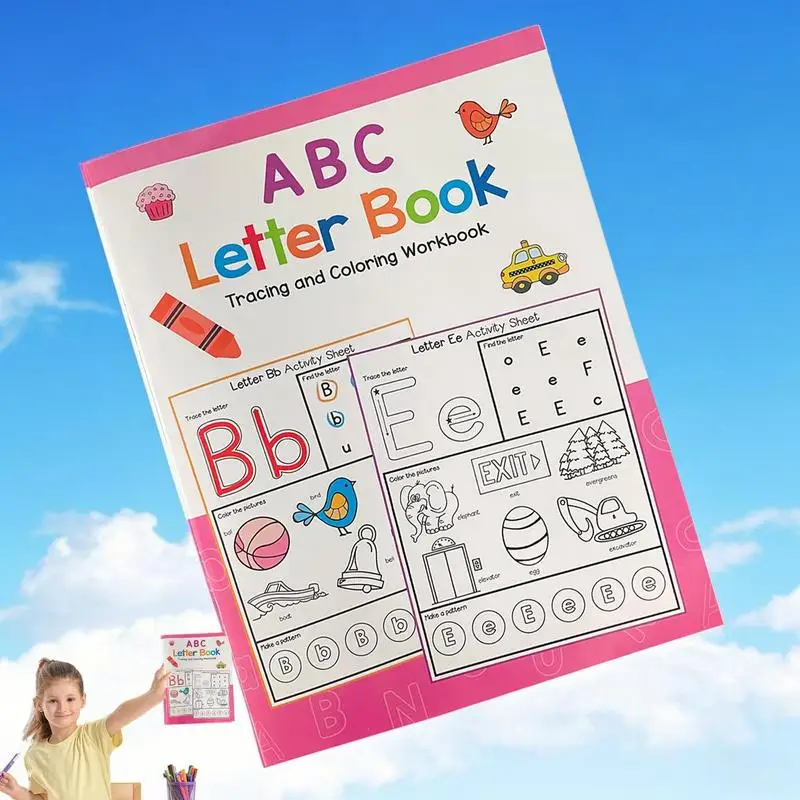 알파벳 추적 도서 A4 영어 알파벳 쓰기 연습 편지 추적 도서 3-6 세를위한 대화 형 조기 학습 워크북