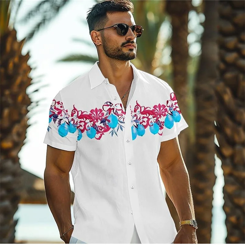 Camisa con estampado 3D de Hawái para hombre, camisa de manga corta con botones, ropa de moda para playa de gran tamaño, vacaciones, Top diario