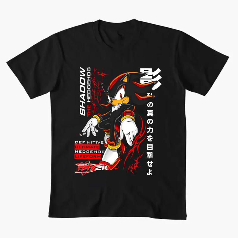 

Shadow is out Sonic Shadow The Hedgehog Character Anmie Graphic T-Shirt Y2K clothes Cute Cartoon print Short Sleeve All size top