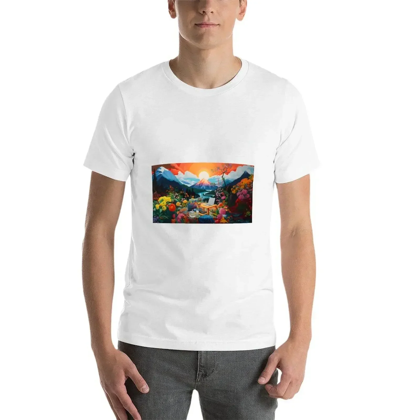 Laptop at Sunrise T-shirt oversized oversizeds sublime Blouse t shirts for men pack