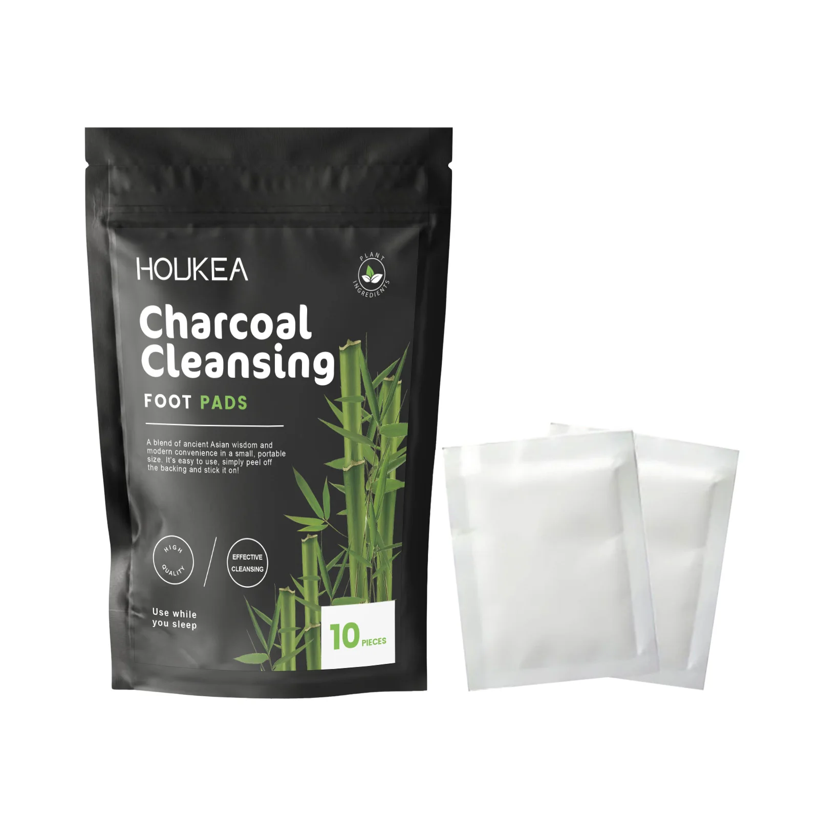 Houkea Bamboo Charcoal Foot Patches Daily Gently Cleanses the Body to Promote Health and Sleep Bamboo Charcoal Care Foot Patches