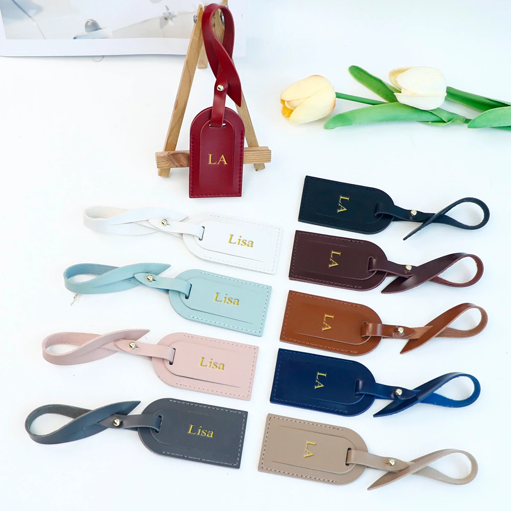 Customized name pu leather high-end and simple suitcase accessories luggage tags, boarding passes, identification plates